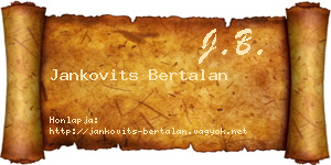 Jankovits Bertalan névjegykártya